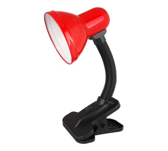 Настольный светильник Ultraflash UF-320P с прищепкой, красный, 230В, 60Вт, E27, ЛОН C04 12902 1