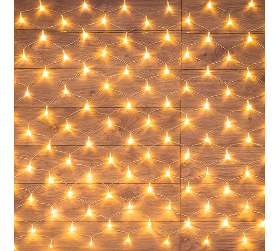 Гирлянда Neon-Night сеть 1,5x1,5 м, прозрачный пвх, 96 led теплый белый 215-106 1