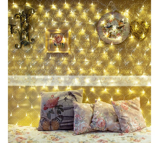 Гирлянда Neon-Night сеть 1,5x1,5 м, прозрачный пвх, 96 led теплый белый 215-106