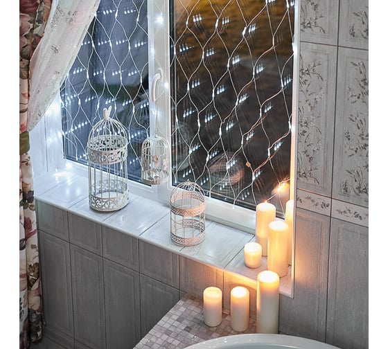 Гирлянда Neon-Night сеть 1,5x1,5 м, прозрачный пвх, 96 led белый 215-105