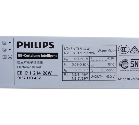 Пускорегулирующий электронный аппарат PHILIPS ЭПРА EB-Ci 1-2 14-28Вт 220-240В 50/60Гц 1224633