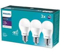 Упаковка из 3-х светодиодных ламп PHILIPS ESS LEDBulb 11-95Вт E27 нейтральный белый свет 530624
