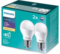 Упаковка из 2-х светодиодных ламп PHILIPS ESS LEDBulb 11-95Вт E27 теплый белый свет 530622