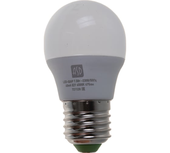 ASD Лампа сд LED-ШАР-std 7.5Вт 230В Е27 6500К 675Лм 4690612019154