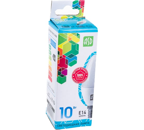 ASD Лампа сд LED-СВЕЧА-std 10Вт 230В Е14 4000К 900Лм 4690612015576
