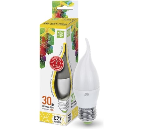 Светодиодная лампа ASD LED-СВЕЧА НА ВЕТРУ-std 3.5Вт 230В Е27 3000К 320Лм 4690612004754