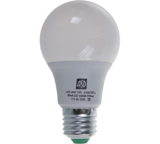 ASD Лампа сд LED-A60-std 11Вт 230В Е27 6500К 990Лм 4690612014197