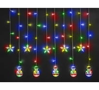 Гирлянда Navigator 95 026 NGF-D037-03 бахрома звезды и снеговики RGBY 3*0.6м IP 95026