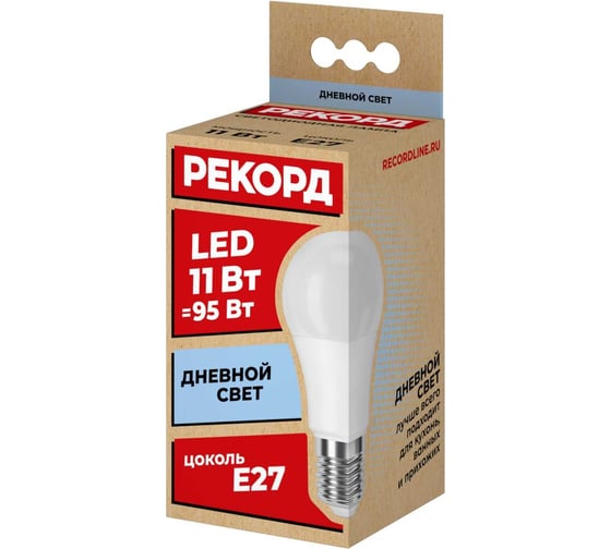 Светодиодная лампа РЕКОРД LED А60 11W Е27 4000К 23987