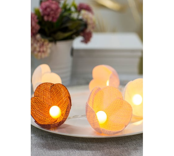 Гирлянда КОСМОС-Цветы 10LED, красная гамма, KOC_GIR-B109 1