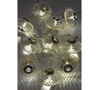 Гирлянда КОСМОС-Фонарики лофт метал. сереб диаметр 5x3см 10LED, KOC_GIR-B120