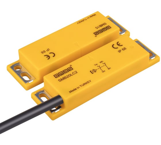 Магнитный датчик Emas 2НЗ, провод 2м, расстояние срабатывания 5мм, левый выход, IP68 SMB20LC2-B15 1