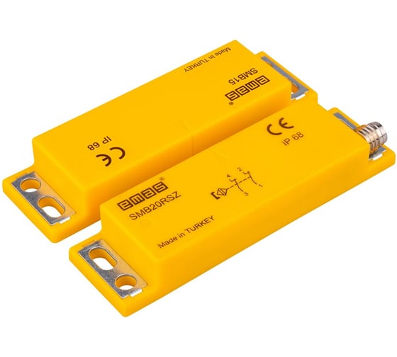 Магнитный датчик Emas 2НЗ, разъём M8_4, расстояние срабатывания 5мм, правый выход, IP68 SMB20RSZ-B15 1