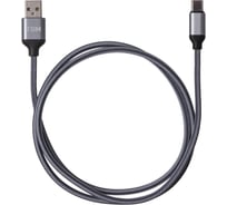 Дата-кабель TDM ELECTRIC ДК 11, USB - USB Type-C, 1 м, тканевая оплетка, серый, SQ1810-0311