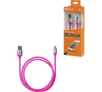 Дата-кабель TDM ДК 21, USB - Lightning, 1 м, силиконовая оплетка, розовый, SQ1810-0321