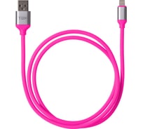 Дата-кабель TDM ELECTRIC ДК 21, USB - Lightning, 1 м, силиконовая оплетка, розовый, SQ1810-0321