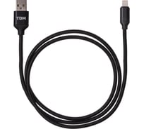 Дата-кабель TDM ELECTRIC ДК 9, USB - Lightning, 1 м, тканевая оплетка, черный, SQ1810-0309