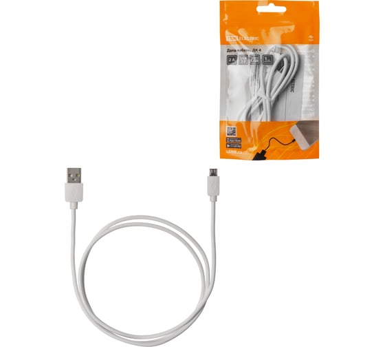 Дата-кабель TDM ДК 4, USB - micro USB, 1 м, белый, SQ1810-0304