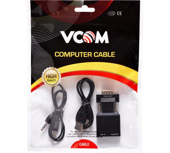 Переходник VCOM hdmi f - vga m и audio 1080 60hz CA336A