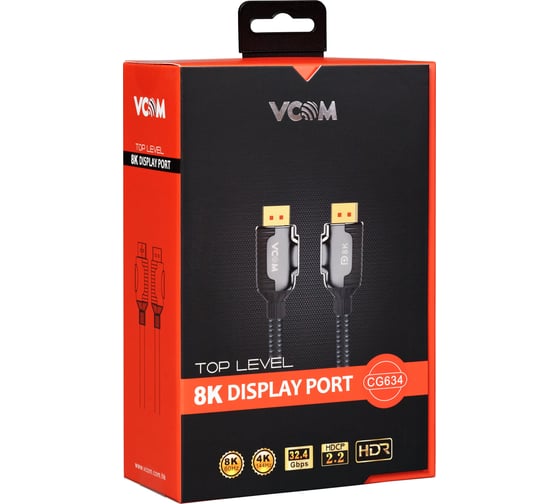 Соединительный кабель VCOM displayport v1.4, 8k 60hz, 2m, медь CG634-2M