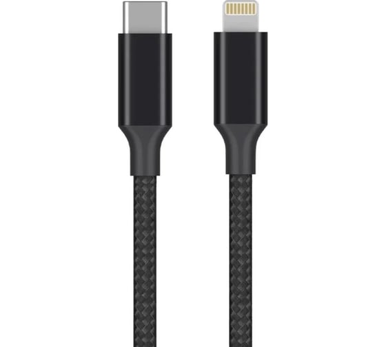 Дата-кабель USB-С - Lightning Deppa 3А, PD, 1м, нейлон, черный, Axxa 7266 1