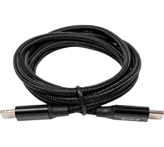 Дата-кабель USB-С - Lightning Deppa 3А, PD, 1м, нейлон, черный, Axxa 7266