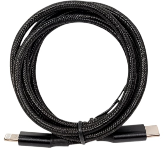 Дата-кабель USB-С - Lightning Deppa 3А, PD, 1м, нейлон, черный, Axxa 7266