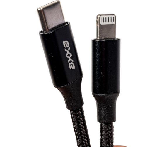 Дата-кабель USB-С - Lightning Deppa 3А, PD, 1м, нейлон, черный, Axxa 7266