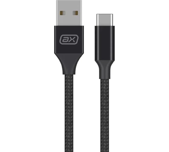Дата-кабель USB - USB-C Deppa 2А, 1м, нейлон, черный, Axxa 7264 1