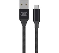 Дата-кабель USB - micro USB Deppa 2А, 1м, нейлон, черный, Axxa 7261