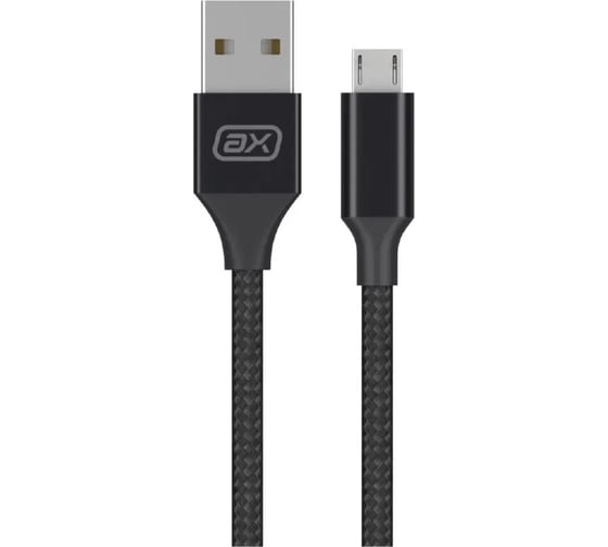 Дата-кабель USB - micro USB Deppa 2А, 1м, нейлон, черный, Axxa 7261 1