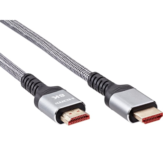 Кабель hdmi 19m/m ver 2.1 AOpen/Qust 8k 60hz оплетка 1m серый ACG859A-1.0 1