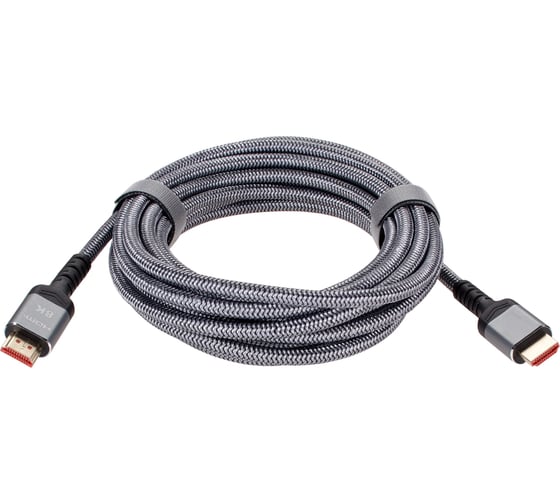 Кабель hdmi 19m/m ver 2.1 AOpen/Qust 8k 60hz оплетка 5m серый ACG859A-5.0