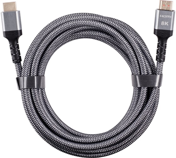 Кабель hdmi 19m/m ver 2.1 AOpen/Qust 8k 60hz оплетка 5m серый ACG859A-5.0