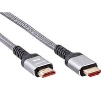 Кабель hdmi 19m/m ver 2.1 AOpen/Qust 8k 60hz оплетка 3m серый ACG859A-3.0