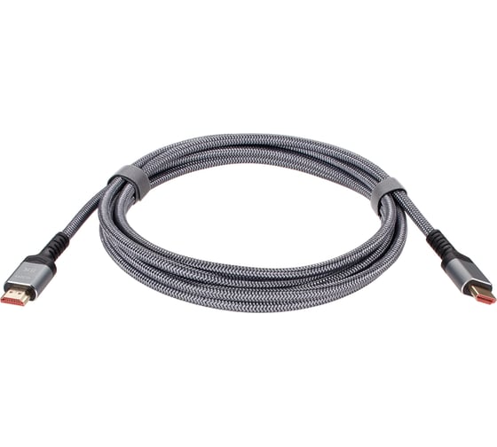 Кабель hdmi 19m/m ver 2.1 AOpen/Qust 8k 60hz оплетка 3m серый ACG859A-3.0