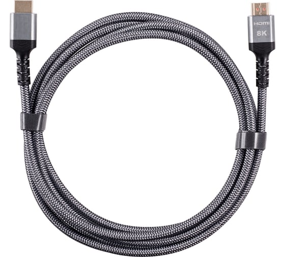 Кабель hdmi 19m/m ver 2.1 AOpen/Qust 8k 60hz оплетка 3m серый ACG859A-3.0