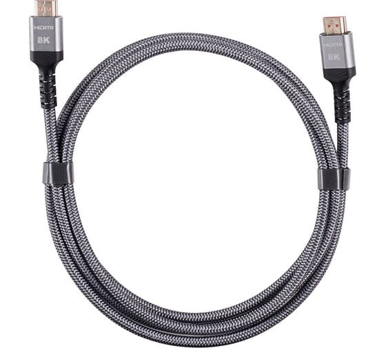 Кабель hdmi 19m/m ver 2.1 AOpen/Qust 8k 60hz оплетка 2m серый ACG859A-2.0