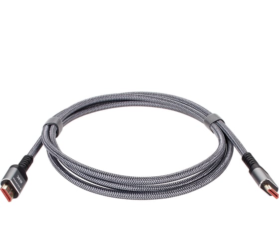 Кабель hdmi 19m/m ver 2.1 AOpen/Qust 8k 60hz оплетка 2m серый ACG859A-2.0