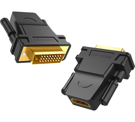 Адаптер Ugreen 20124 dvi 24+1 male to hdmi female, цвет: черный 20124_