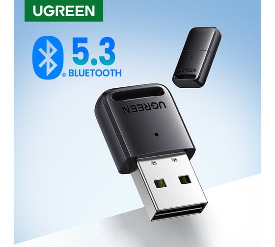 Адаптер Ugreen cm591 bluetooth 5.3 usb-а adapter, цвет: черный 90225