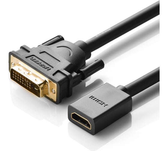 Адаптер Ugreen dvi на hdmi (20118) dvi male to hdmi female, adapter cable, длина 22 см. цвет: черный 20118_