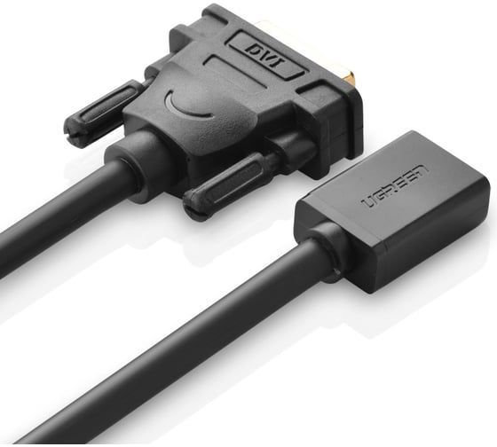 Адаптер Ugreen dvi на hdmi (20118) dvi male to hdmi female, adapter cable, длина 22 см. цвет: черный 20118_