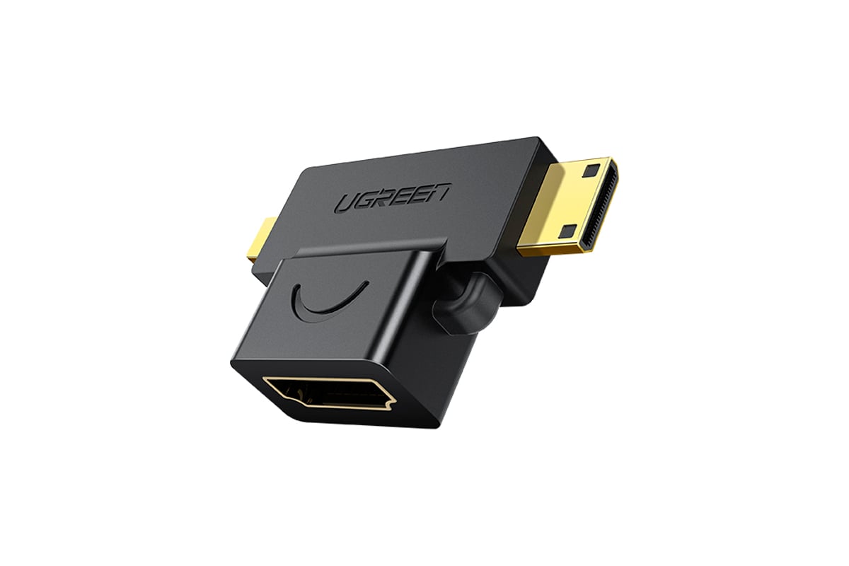 Адаптер Ugreen hd129 micro hdmi mini hdmi male to hdmi female adapter,  цвет: черный 20144_ - выгодная цена, отзывы, характеристики, фото - купить  в Москве и РФ