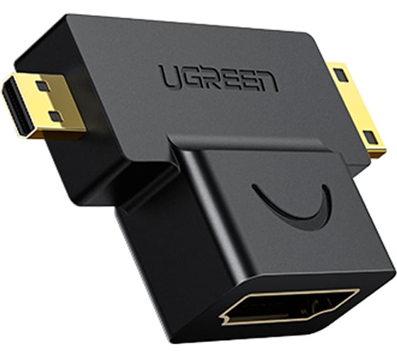 Адаптер Ugreen hd129 micro hdmi mini hdmi male to hdmi female adapter, цвет: черный 20144_