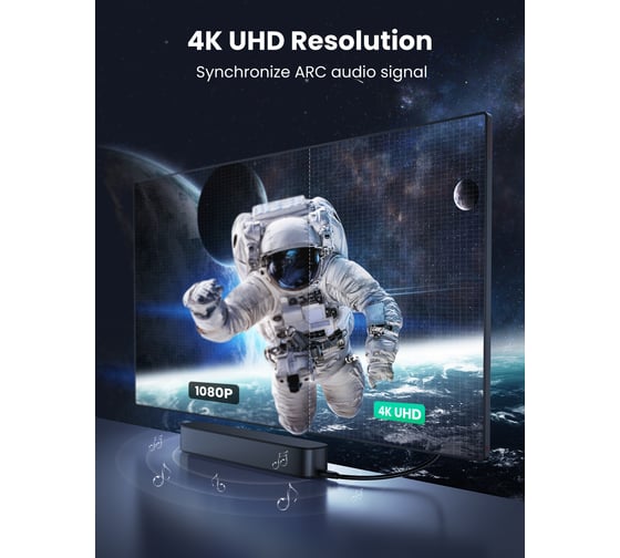 Кабель Ugreen hd118 hdmi male to male cable with braid, длина 3 м, цвет: черный 40411_