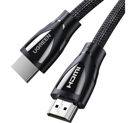 Кабель Ugreen hd140 hdmi 2.1 male to male cable 8k braided cable, длина: 5м. цвет: черный 80405