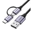 Кабель Ugreen us177 usb-a to micro usb + usb type-c cable, длина: 1 м. цвет: черный 30875_ 1