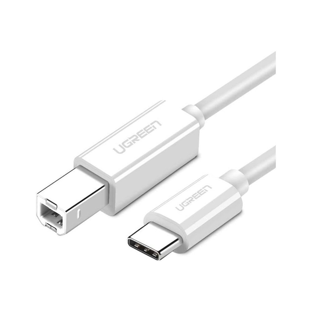 Кабель Ugreen us241 usb-c 2.0 to usb-b 2.0 print cable для подключения  принтера, длина: 1,5м, цвет: белый 40417_ - выгодная цена, отзывы,  характеристики, фото - купить в Москве и РФ