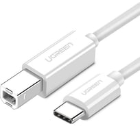 Кабель Ugreen us241 usb-c 2.0 to usb-b 2.0 print cable для подключения принтера, длина: 1,5м, цвет: белый 40417_